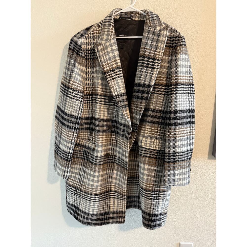 Express Plaid Recycled Wool Coat